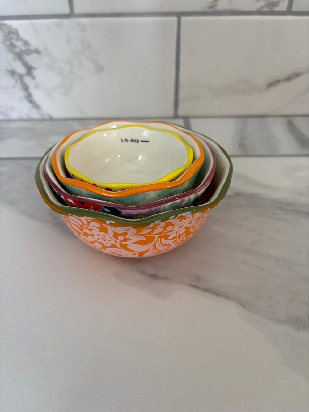 The Pioneer Woman Flea Market 4-Piece Ceramic Decorated Measuring Bowls